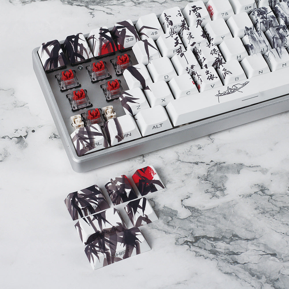Retro Ink Style PBT Keycaps for Mechanical Keyboards