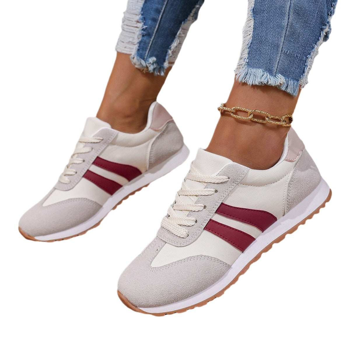 Fashionable and Versatile Travel Running Shoes, Breathable Cloth Lightweight Sports Shoes