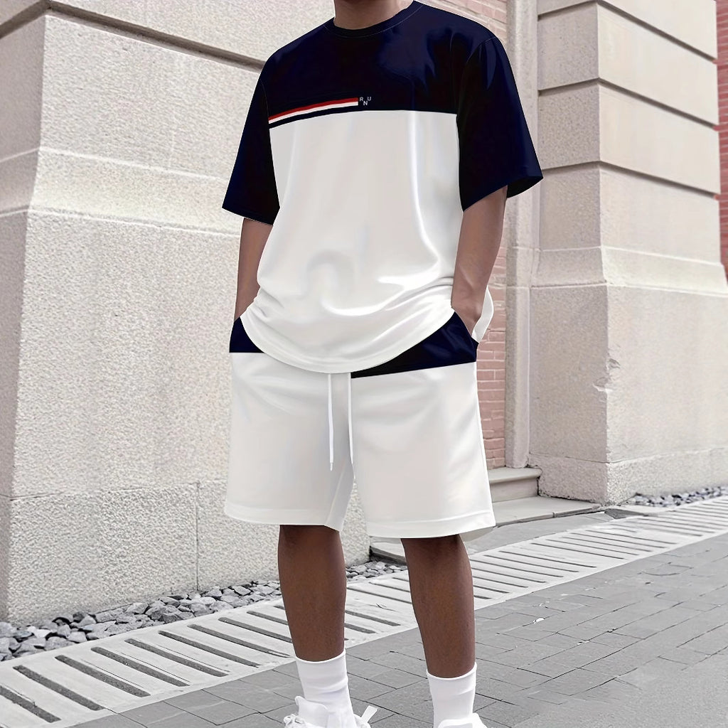 Men's Summer Jogging Suit Short Sleeve T-Shirt and Shorts Set